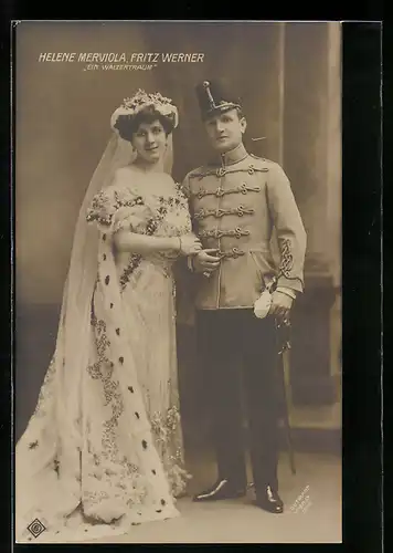 AK Operette Ein Walzertraum, Mizzi Zwerenz und Fritz Werner in Bühnenkostümen