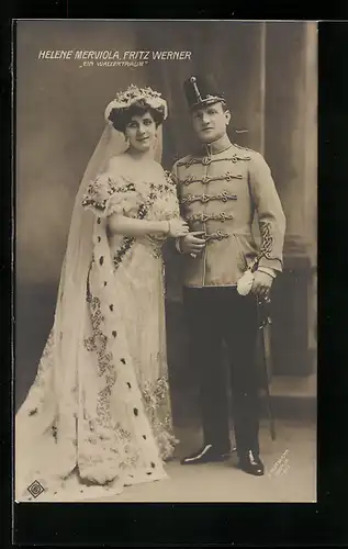 AK Operette Ein Walzertraum, Mizzi Zwerenz und Fritz Werner in Bühnenkostümen