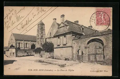 AK Ver-sur-Mer, La Place de l`Eglise