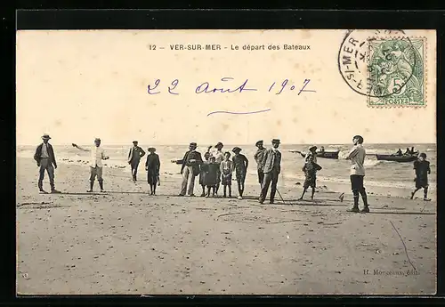 AK Ver-sur-Mer, Le depart des Bateaux