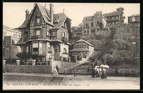 AK Villers-sur-Mer, La Digue et la Ville des Algues