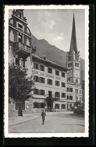 AK Hofgastein, Moser zum Goldenen Adler mit der Kirche