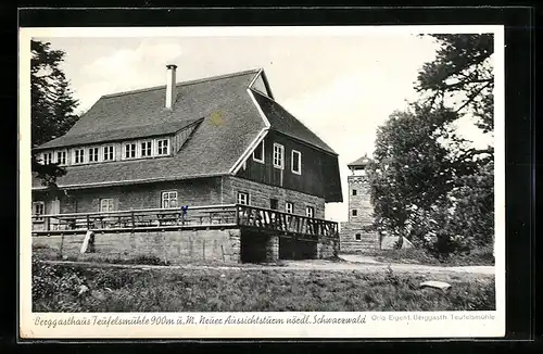 AK Loffenau, Berggasthaus Teufelsmühle und Aussichtsturm