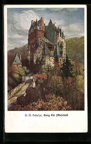 AK Burg Eltz, Ansicht mit Aufgang zur Burg