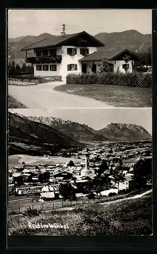 AK Reit im Winkel, Blick auf ein Haus, Ortsansicht gegen die Berge