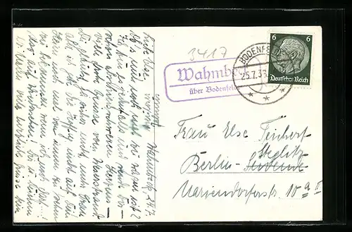 AK Landpoststempel Wahmbeck über Bodenfelde
