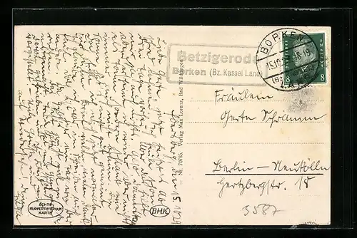 AK Landpoststempel Betzigerode, Berken, Bz. Kassel Land