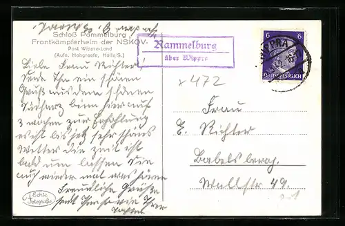 AK Landpoststempel Rammelburg über Wippra