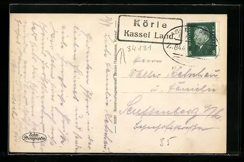 AK Landpoststempel Körle, Kassel Land