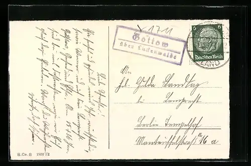 AK Landpoststempel Gottow über Luckenwalde