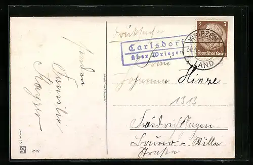 AK Landpoststempel Carlsdorf über Wriezen