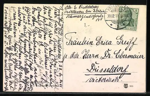AK Berlin, Reichstagsgebäude mit Bismarck-Denkmal