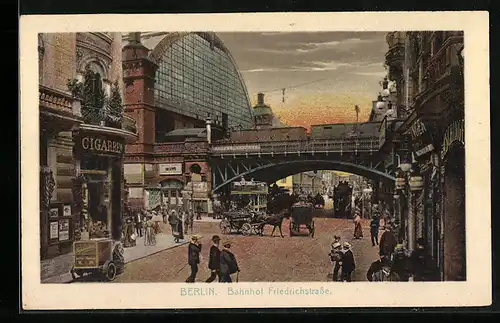 AK Berlin, Bahnhof Friedrichstrasse in der Dämmerung