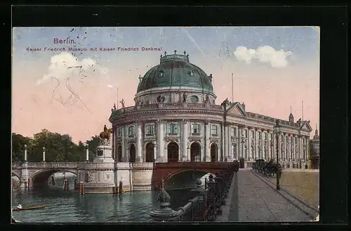 AK Berlin, Kaiser Friedrich Museum mit Kaiser Friedrich Denkmal