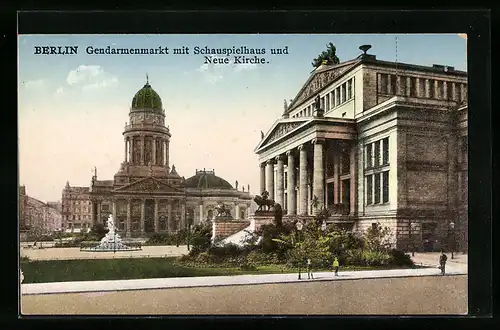 AK Berlin, Gendarmenmarkt mit Schauspielhaus und Neue Kirche