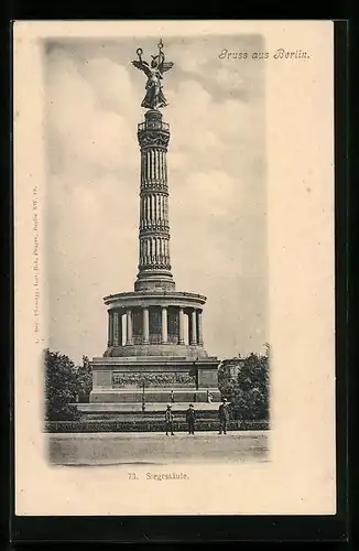 AK Berlin, Siegesäule, mit Besuchern