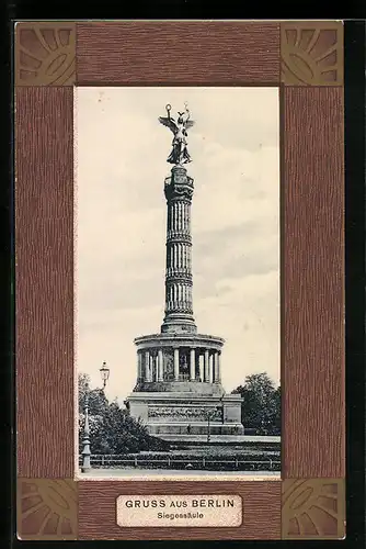 Passepartout-AK Berlin-Tiergarten, Siegessäule, Ornamente