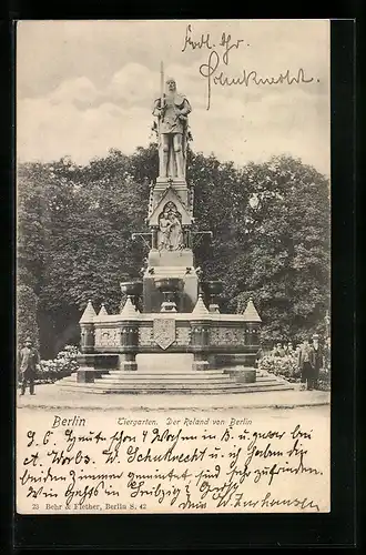 AK Berlin-Tiergarten, Roland-Brunnen am Kemperplatz