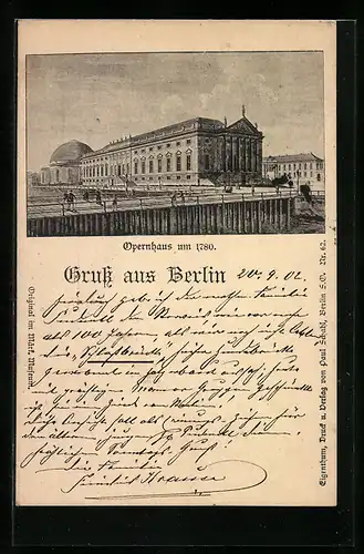 Künstler-AK Berlin, Opernhaus um 1780