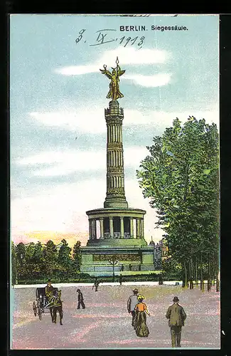 Lithographie Berlin-Tiergarten, An der Siegessäule