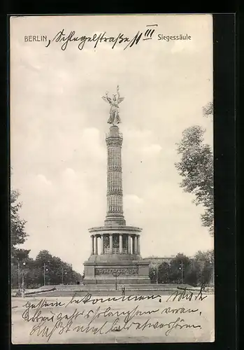 AK Berlin-Tiergarten, Blick auf die Siegessäule