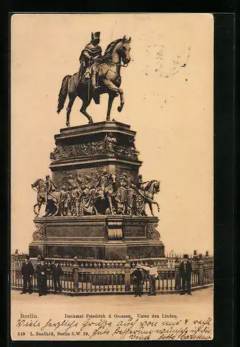 AK Berlin, Denkmal Friedrich d. Grossen, Unter den Linden