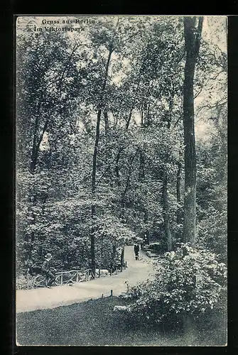 AK Berlin-Kreuzberg, Spaziergänger im Viktoriapark