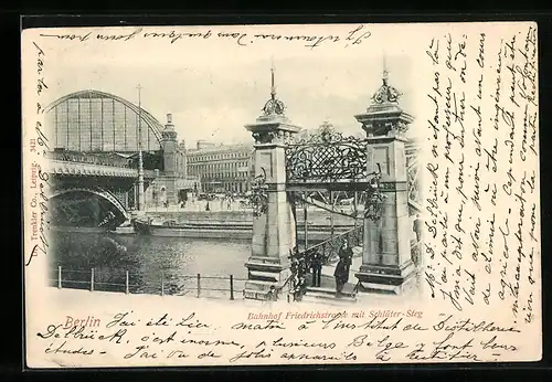 AK Berlin, Bahnhof Friedrichstrasse mit Schlüter-Steg