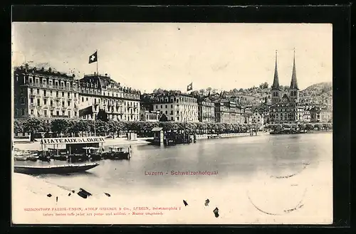 AK Luzern, Schweizerhofquai mit Kirche