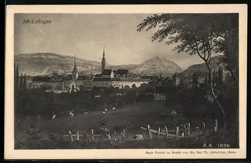 AK Alt-Zofingen, Blick von der Anhöhe auf den Ort