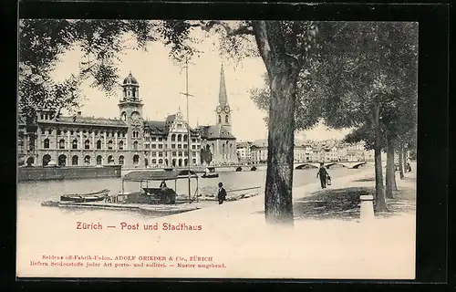 AK Zürich, Post und Stadthaus