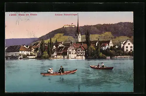 AK Stein a. Rhein, Flusspartie mit Schloss Hohenklingen