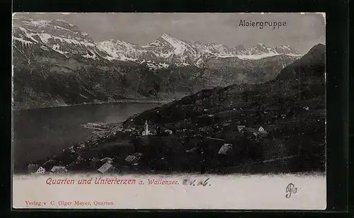 AK Quarten a. Wallensee, Ortsansicht mit Aloiergruppe