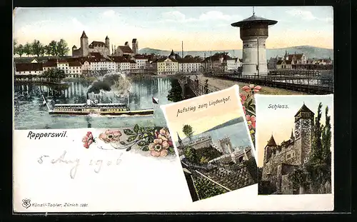 AK Rapperswil, Teilansicht, Aufstieg zum Lindenhof, Schloss