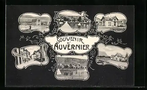 AK Auvernier, Uferpartie, Ortspartie, Brücke