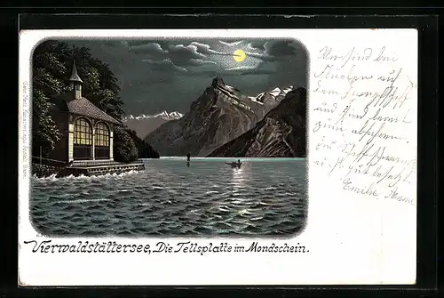 Lithographie Sisikon, Tellsplatte am Vierwaldstättersee