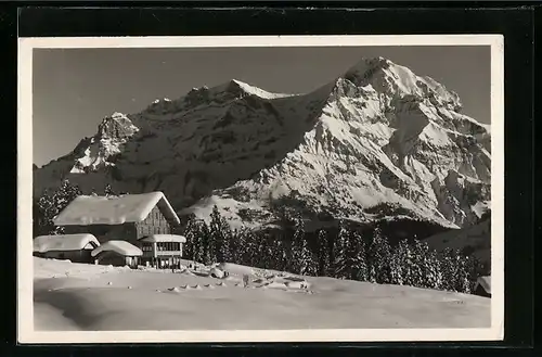 AK Adelboden, Pension-Restaurant Schermtanne mit Grosslonner