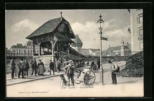 AK Luzern, Kapellbrücke, Laterne