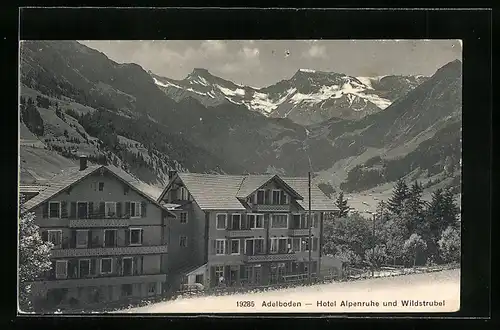 AK Adelboden, Hotel Alpenruhe und Wildstrubel