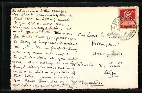 AK Adelboden, Hotel National im Winterkleid