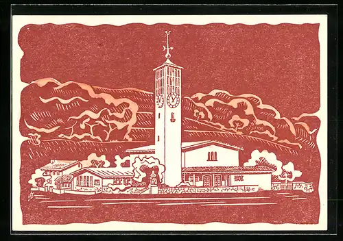 Künstler-AK Wabern, Kirche zu Wabern, Kirchenbau-Basar 1947