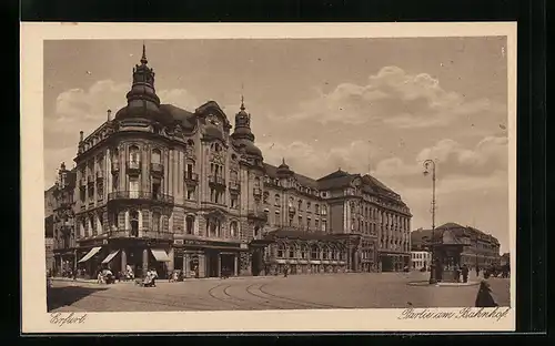 AK Erfurt, Partie am Bahnhof mit Hotel