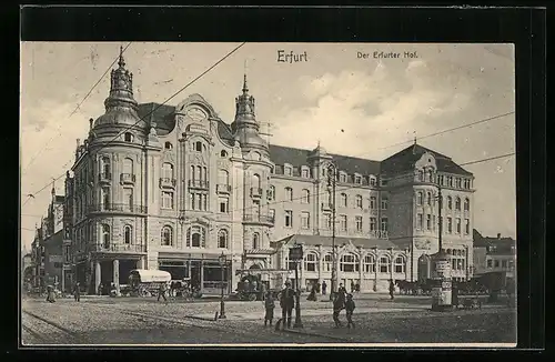AK Erfurt, Hotel Erfurter Hof mit Knabengruppe