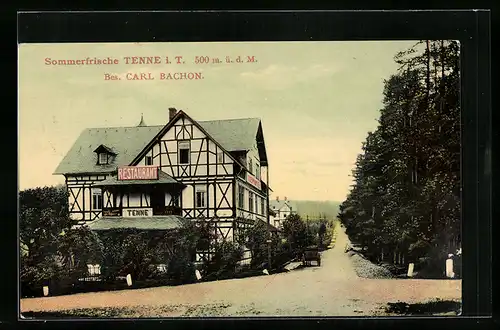 AK Tenne i. T., Restaurant Tenne C. Bachon mit Strasse
