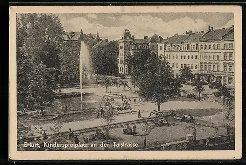 AK Erfurt, Kinderspielplatz an der Talstrasse aus der Vogelschau