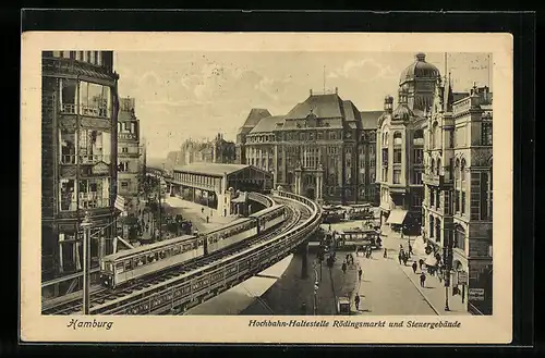 AK Hamburg, Hochbahn-Haltestelle Rödingsmarkt und Steuergebäude