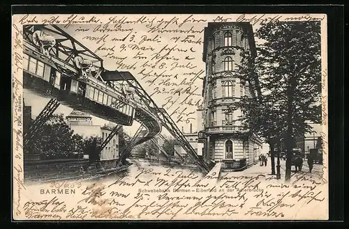 AK Barmen, Schwebebahn an der Adlerbrücke