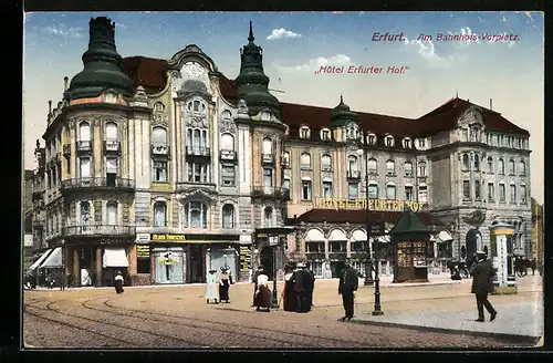 AK Erfurt, Am Bahnhofs-Vorplatz, Hotel Erfurter Hof