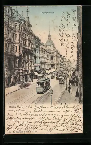 AK Berlin, Strassenbahnen in der Leipzigerstrasse