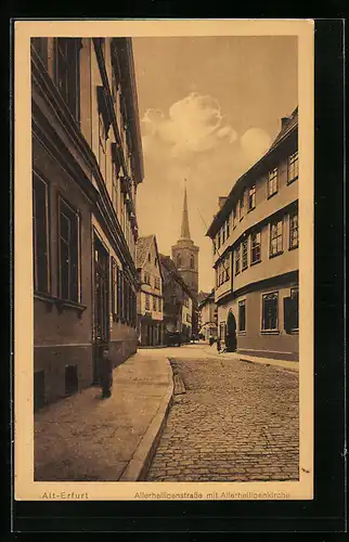 AK Erfurt, Die Allerheiligenstrasse mit Allerheiligenkirche
